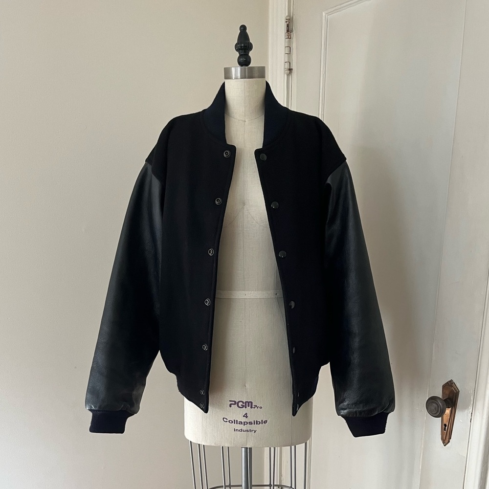 Port Authority Wool and Leather Letterman Bomber Jacket - Picture 2 of 14